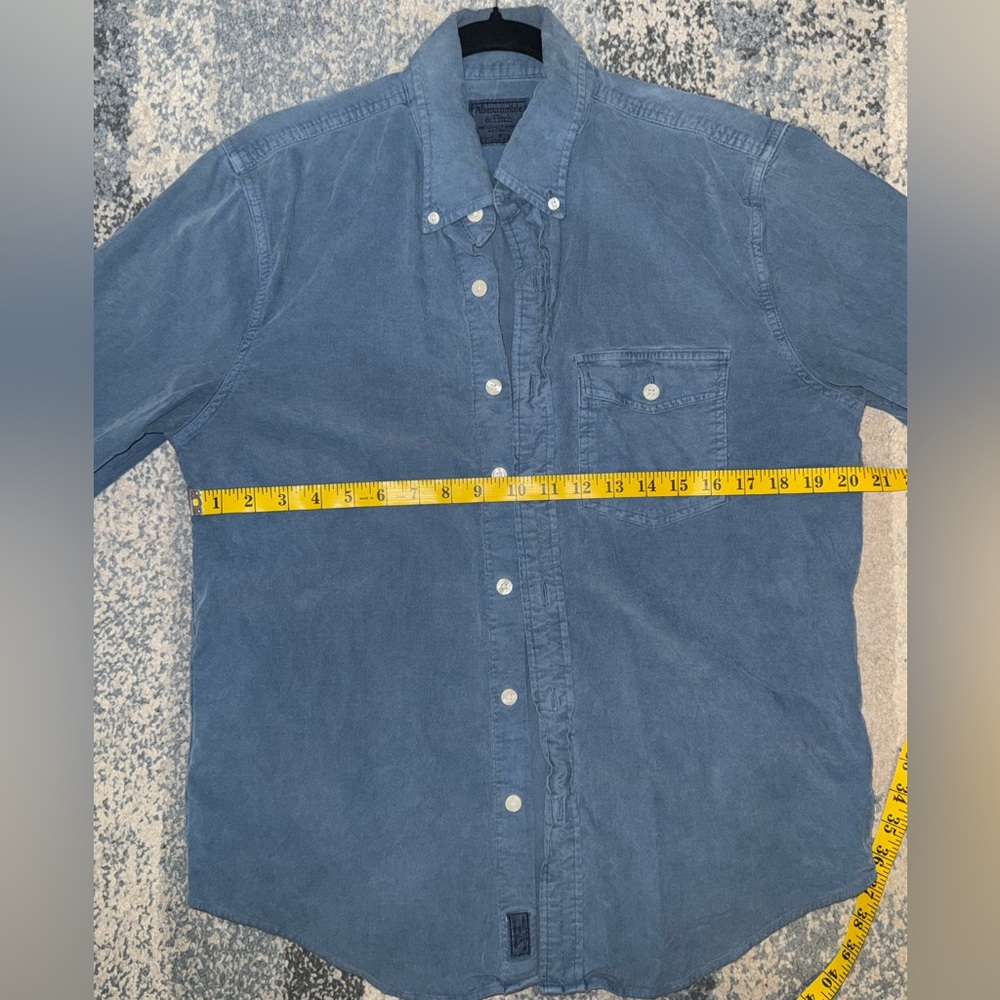 Abercrombie & Fitch Blue Corduroy Casual Button Down Shirt - Picture 8 of 10
